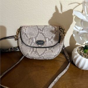 Michael Kors Beige Snake Print Crossbody Bag